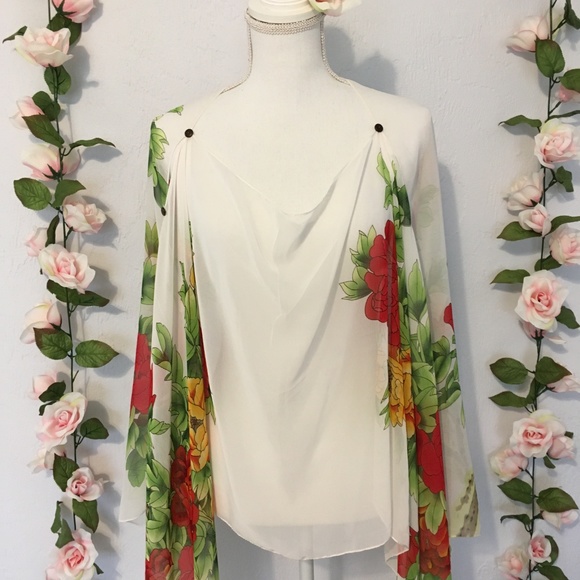 Swimsuit Poncho Cover up / Sheer Flowy Overshirt - Picture 7 of 8